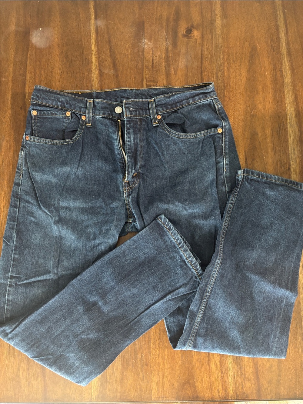 Levi 505 32 x 30 Men's Straight-Leg Dark Blue Jeans